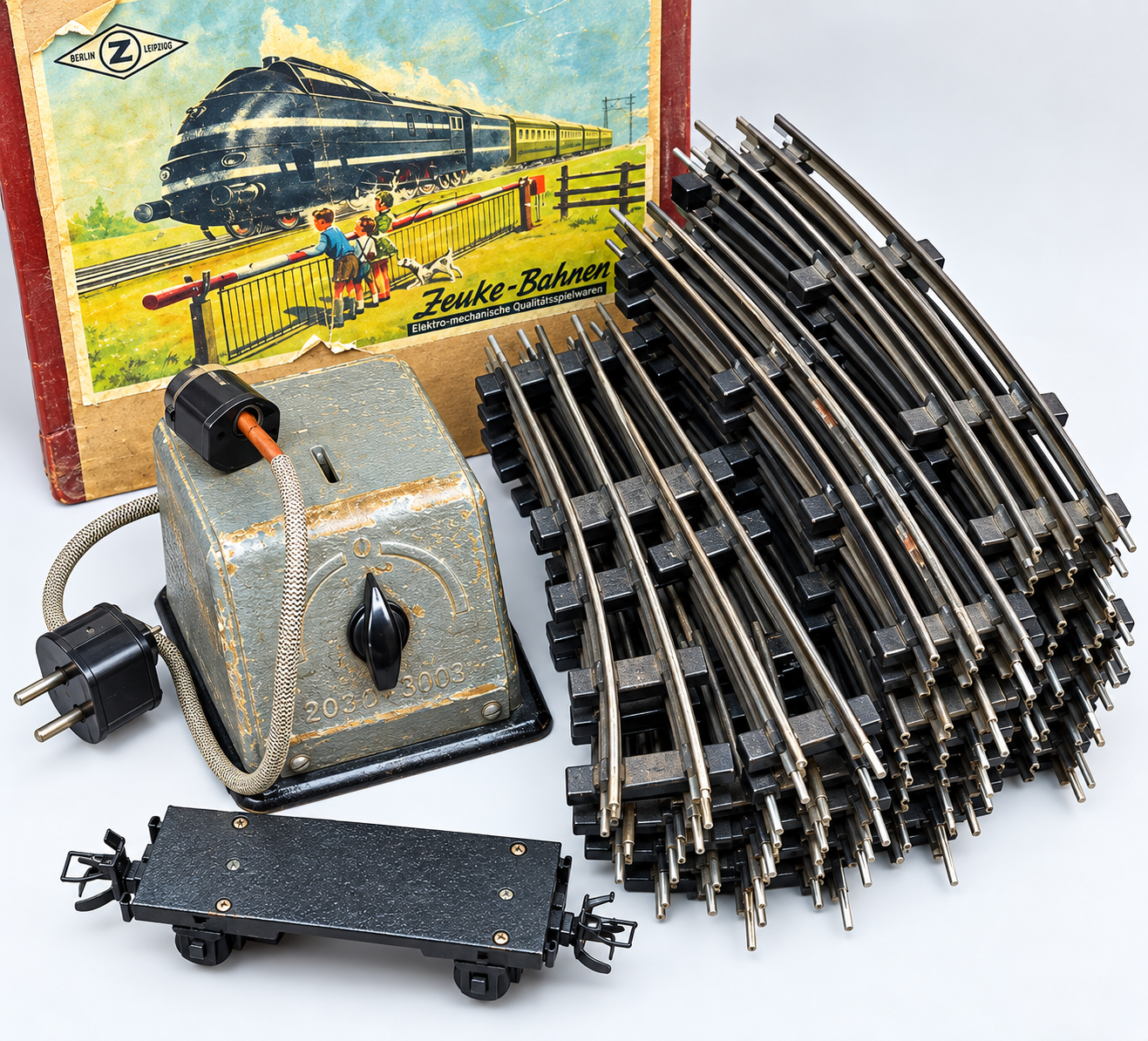 ZEUKE Vintage DDR Modeltreinset Locomotief, Wagons & Rails - Afbeelding 3