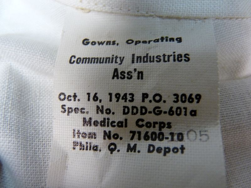 US WWII Medical Corps Operating Gown – 1943 - Afbeelding 3