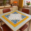 Vintage DDR tafelkleed 80x80 cm – Blauwe bloemen – NOS 1983