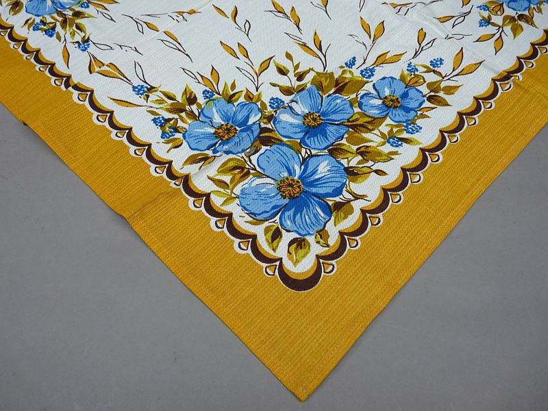 Vintage DDR tafelkleed 80x80 cm – Blauwe bloemen – NOS 1983 - Afbeelding 2