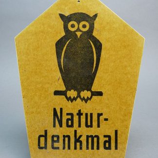 Vintage DDR Naturdenkmal bord met uil – VEB Spremberg