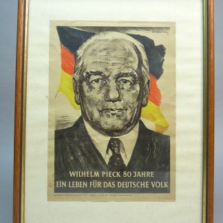 DDR portret Wilhelm Pieck – Ingelijste propagandaposter uit 1956