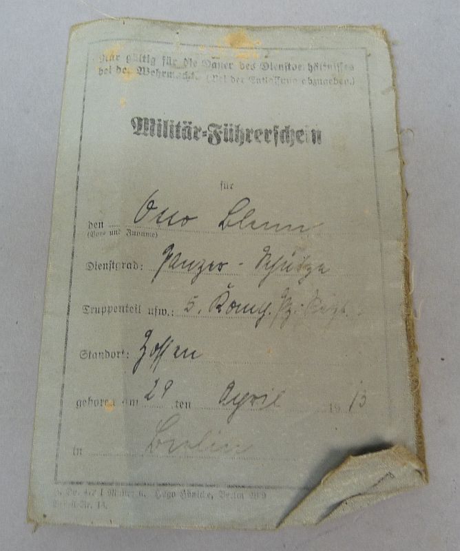 Origineel Duits Militär-Führerschein - Panzer regiment Zossen