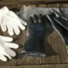 Zwart rubberen NBC handschoenen / CBRN handschoenen met binnen handschoenen