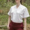 Witte dames blouse, korte mouw, nieuw