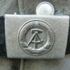 DDR / NVA jasje, oud wollen model met leren koppel, ,,Schutzenschnur,, en medaille - Afbeelding 7