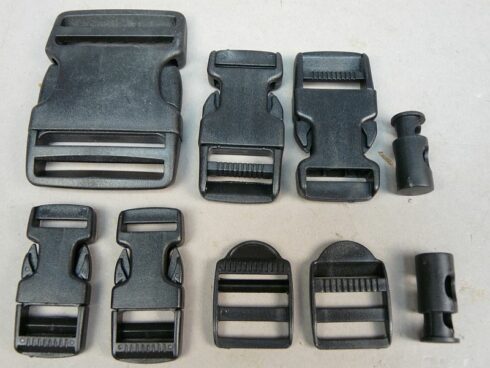 Reserve buckles, ladder gespen en cord locks