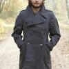 Deense grijze wollen vintage wintermantel, nieuw!