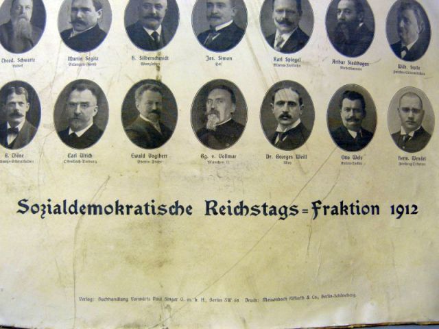 Kartonnen plaat ,,Socialdemokratische Reichstags Fraction,, uit 1912