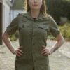 Vintage groene blouse met korte mouw