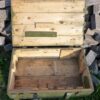 Houten vintage munitiekist, tafel, kist, speelgoedkist ect - Afbeelding 6