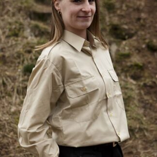 Overhemd/blouse zandkleurig, voor VT of DT, NL leger, gebruikt, diverse maten leverbaar