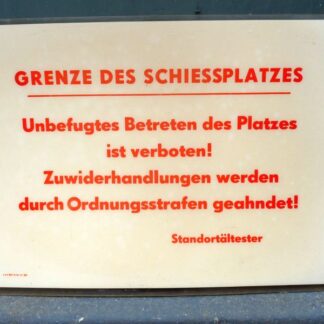 DDR waarschuwingsbord ,,Grenze des Schiessplatzes,,