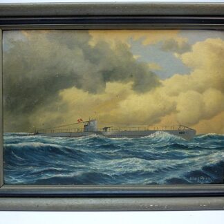 Zeldzaam Periodiek U-boot (U28) schilderij door Albert Peins
